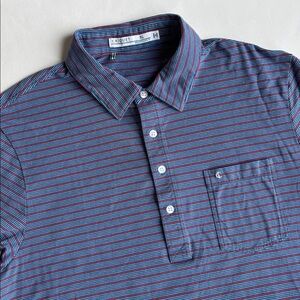 Criquet Pima Cotton Blue Red Striped Golf Polo Shirt Pocket Men’s Size XL